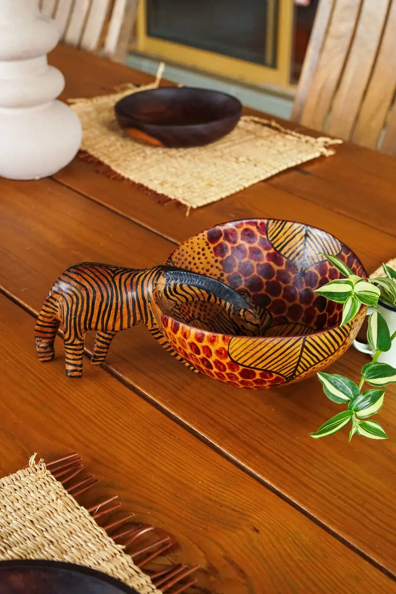 Fully painted zebra-print bowl