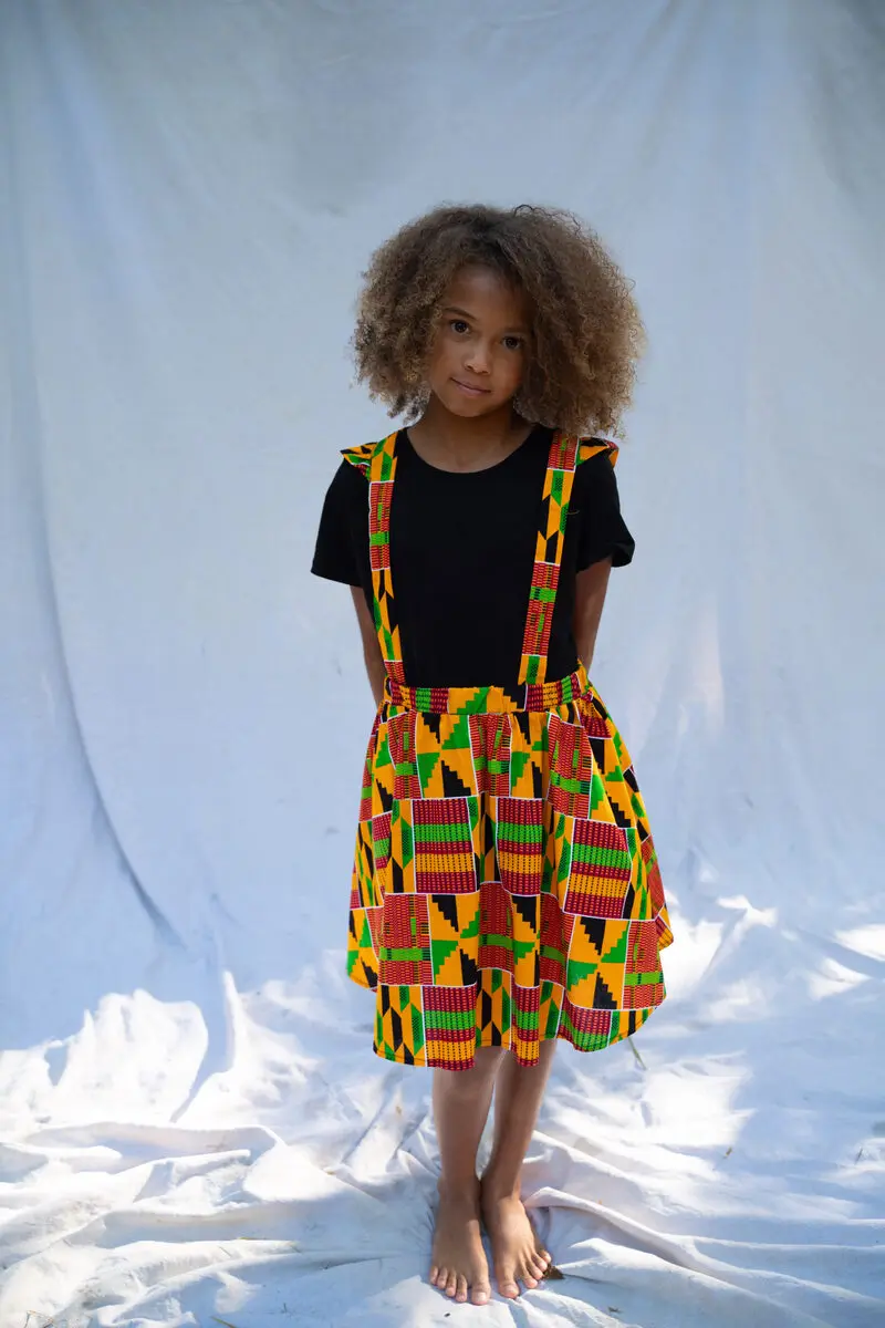 Ashanti Orange Girls' Skirt with Straps
