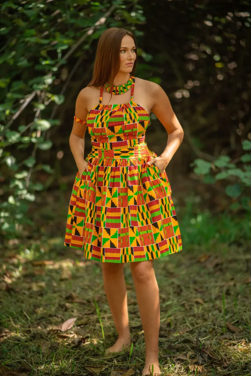 Ashanti Orange Midi Skirt