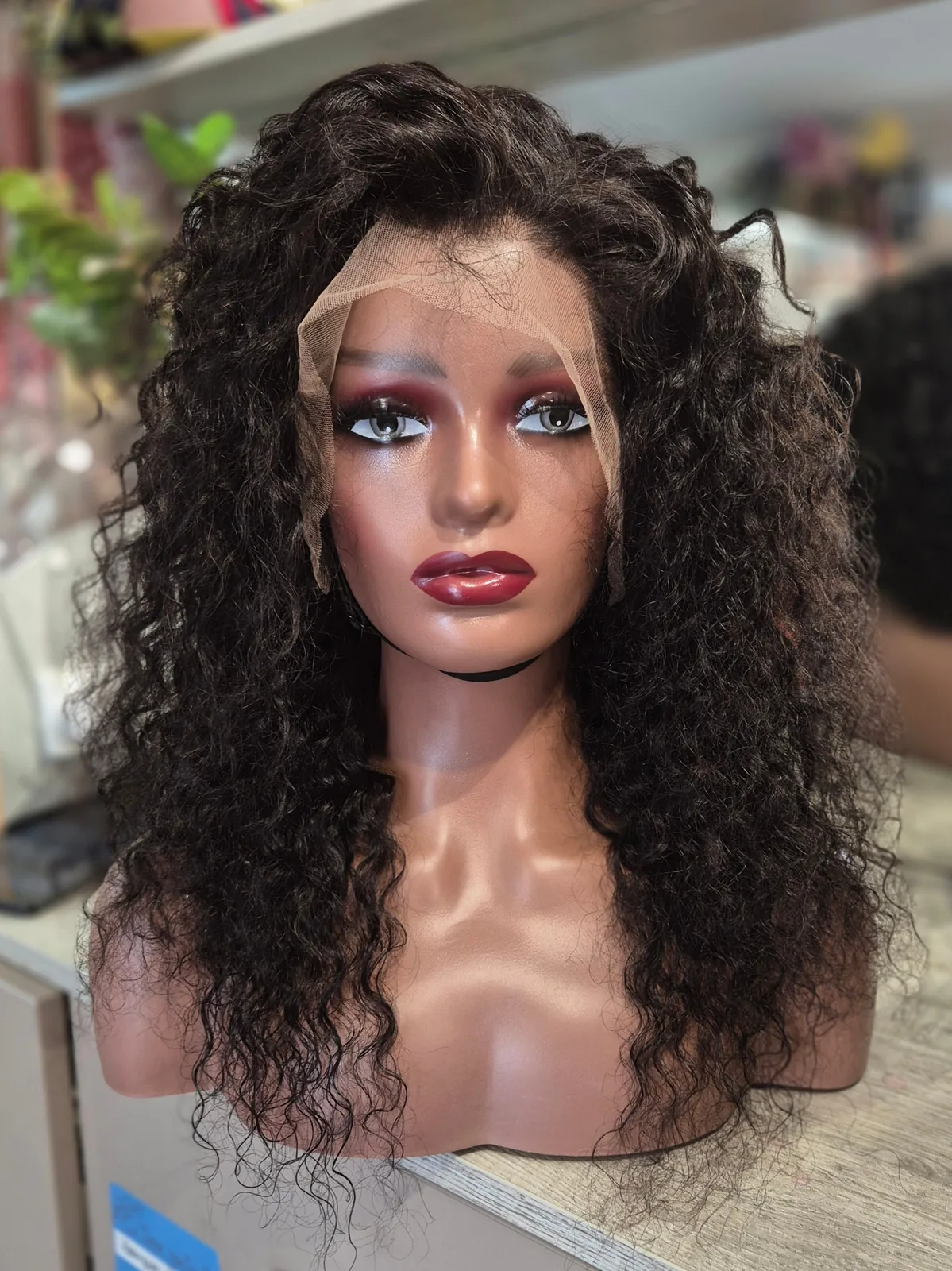 20-inch Deep Curl Wig, 100% Natural