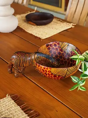 Fully painted zebra-print bowl
