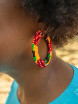 Ashanti Orange Flat Hoop Earrings 3