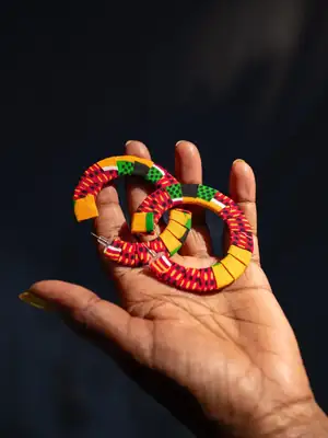 Ashanti Orange Flat Hoop Earrings 5
