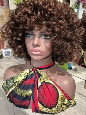 10-inch colorful bouncy curl wig with bangs