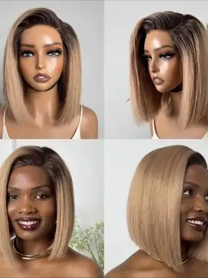 10-inch Mini Lace Straight Ash Blonde Wig 3