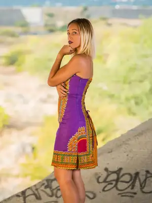 Strapless Dashiki Dress (4 colors) 13