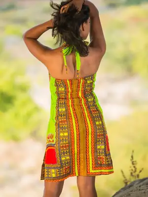 Wrap-Style Dashiki Dress (4 colors) 3