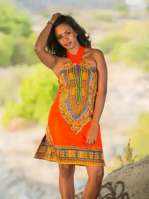 Wrap-Style Dashiki Dress (4 colors) 7