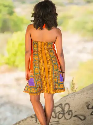 Wrap-Style Dashiki Dress (4 colors) 9