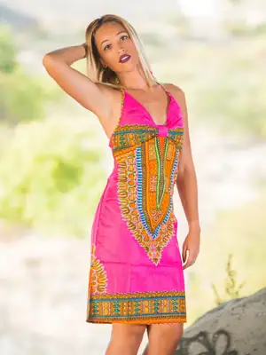 Low-cut Dashiki Dress (3 colors) 13