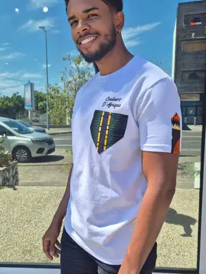 T-Shirt adulte Akem coton blanc et wax