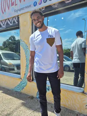 T-Shirt adulte Flamme coton blanc et détails wax