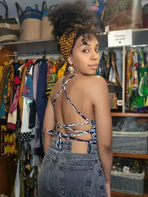 Indigo Backless Top