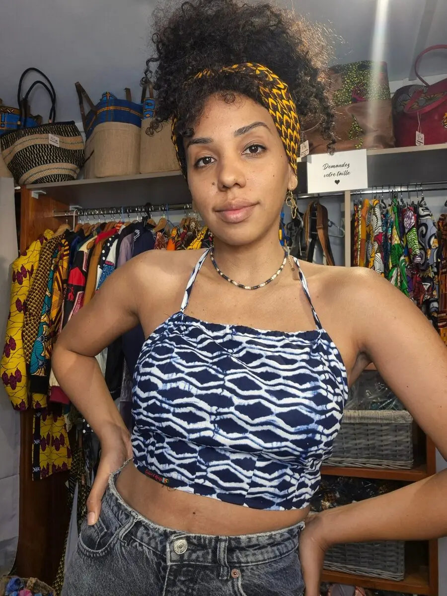 Indigo Backless Top