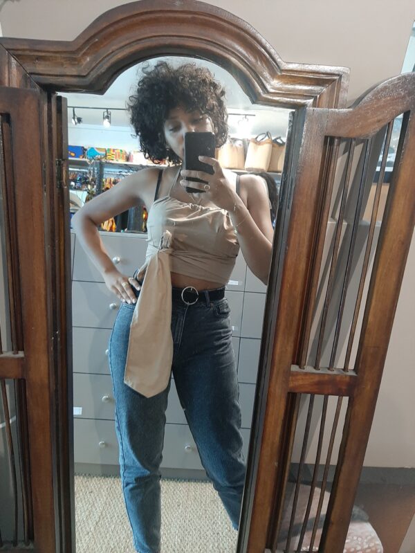 Top papillon taupe