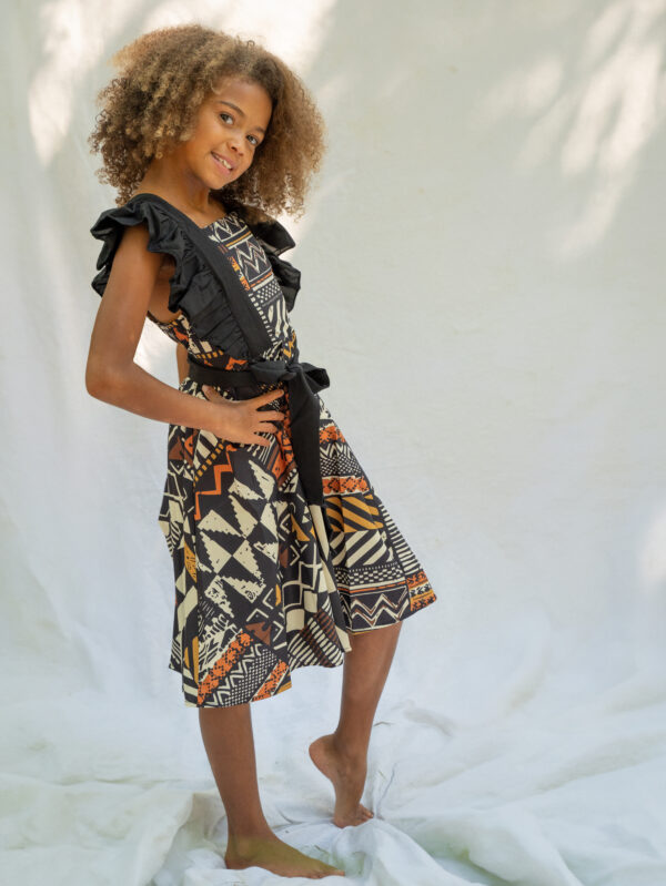 Jupe Enfant En Coton Imprimé Africain Floral Avec Bandeau Assorti - Taille 5 à 7 Ans - Multicolore
