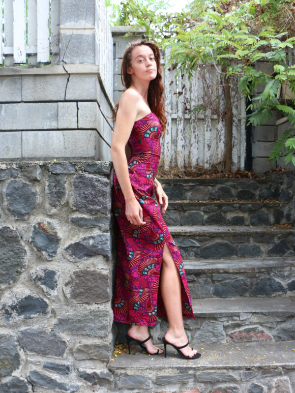 Robe bustier longue en tissu wax africain