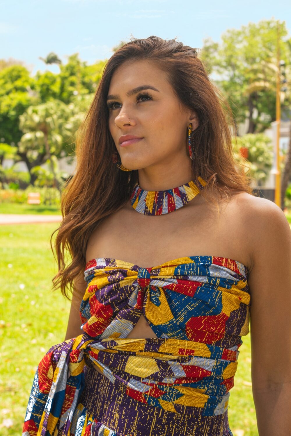 Senia patterned bandeau top
