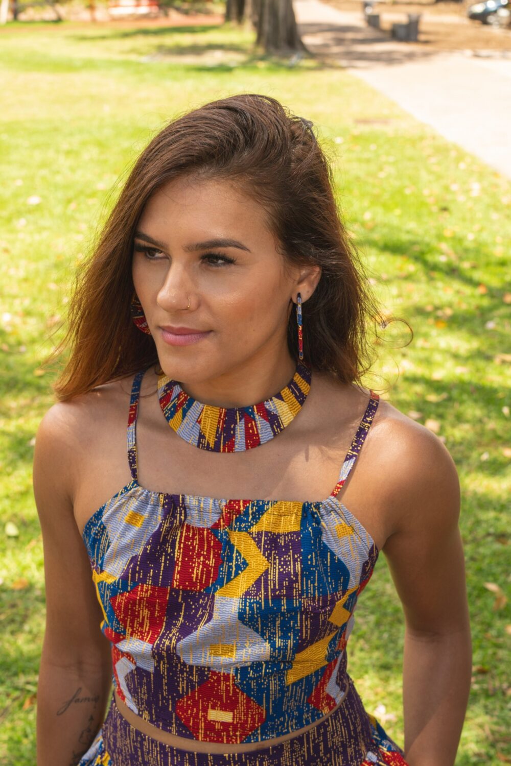 Senia patterned backless top