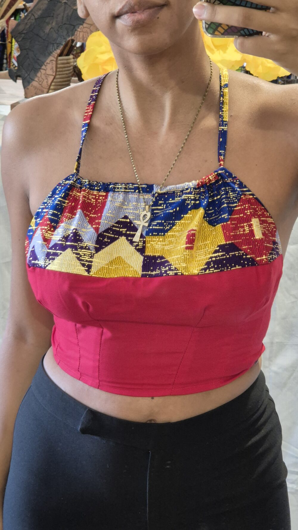 Senia red backless top