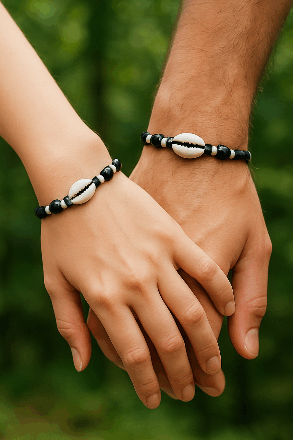 Black and white cowry bracelet