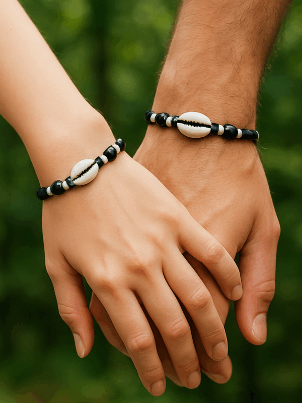 Black and white cowry bracelet
